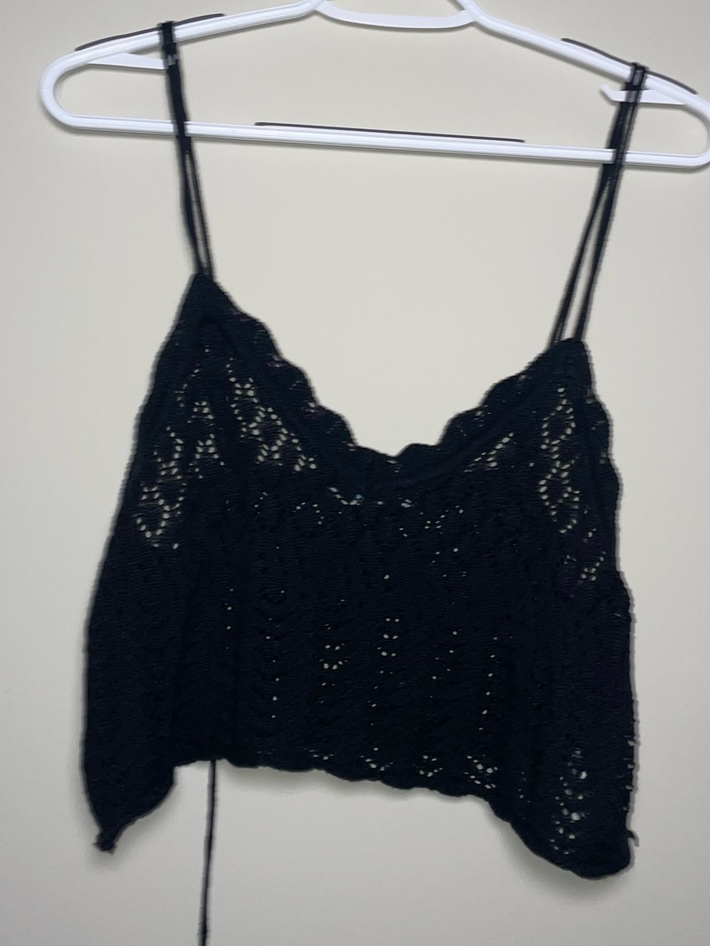 Double Zero Mystical Medium Black Knit Tie Back V Neck Crop Top Gothic Summer